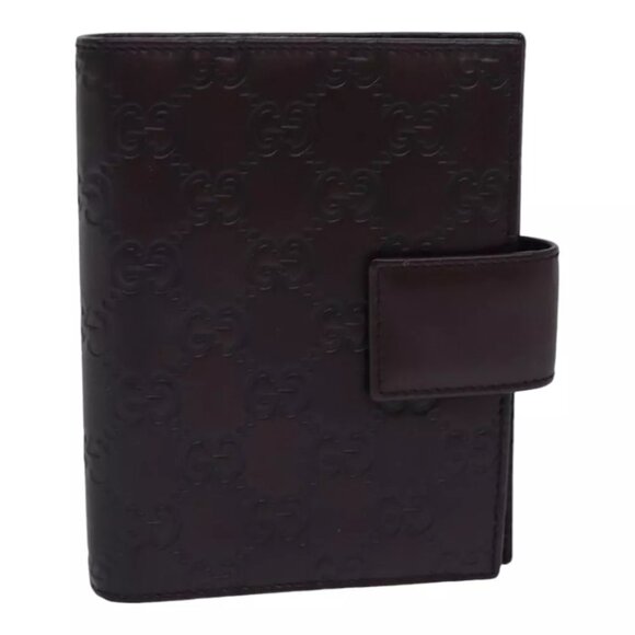 GUCCI GG Canvas Guccissima Day Planner Cover Brown Silver 115240 Auth am6719 - Picture 1 of 16
